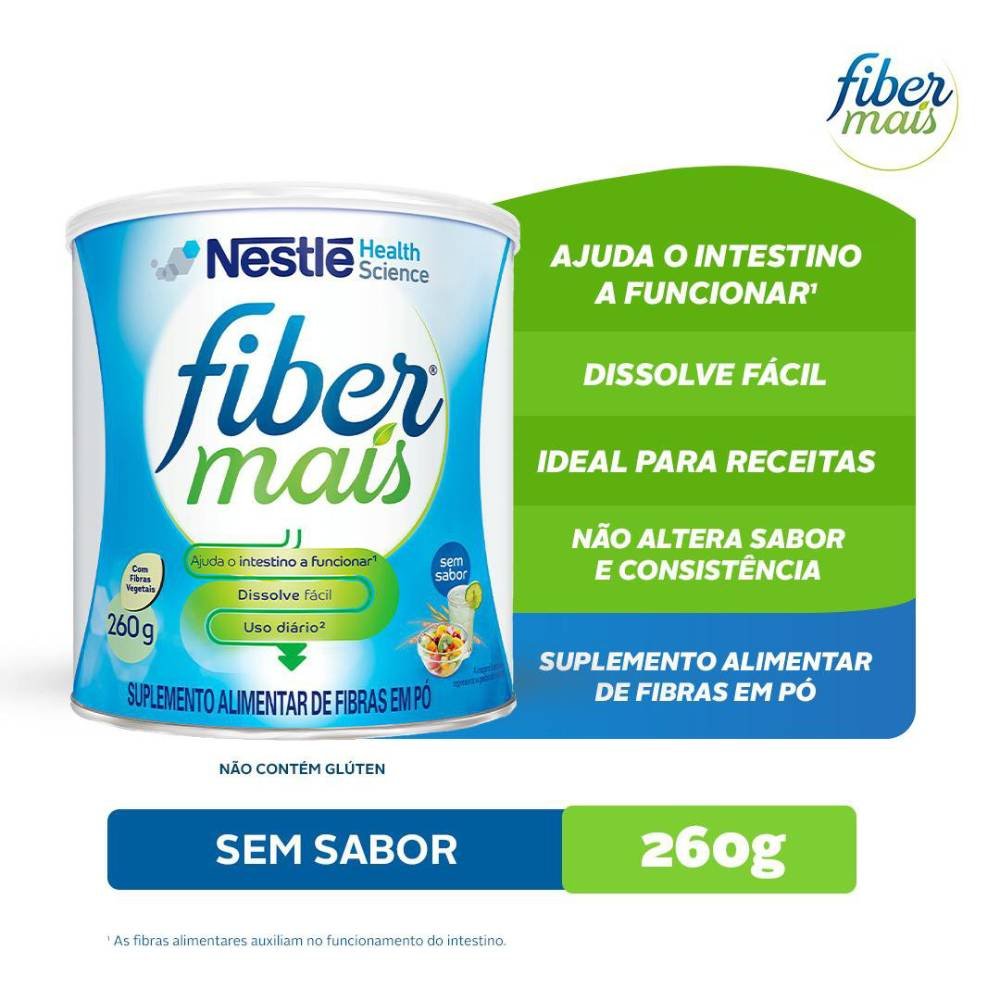 Suplemento Alimentar De Fibras Fiber Mais Sem Sabor 260g