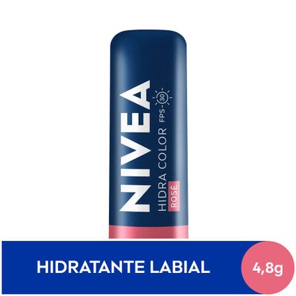HIDRATANTE LABIAL NIVEA HIDRA COLOR ROSE FPS30 4,8G