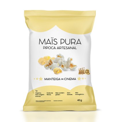 PIPOCA ARTESANAL MAIS PURA MANTEIGA DE CINEMA 40G