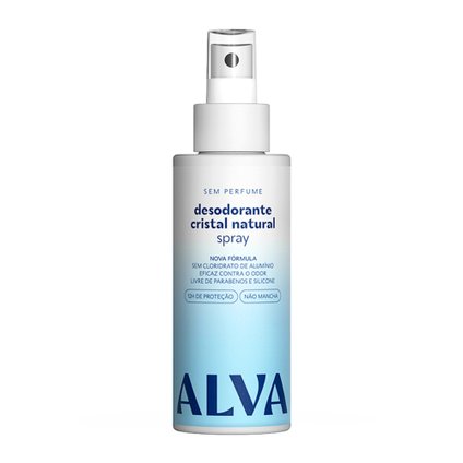 DESODORANTE SPRAY ALVA CRISTAL NATURAL SEM PERFUME 120ML