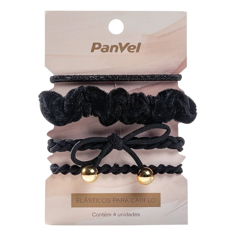 Kit 4 Elásticos Para Cabelo Panvel New Classic Iconic Edition Preto