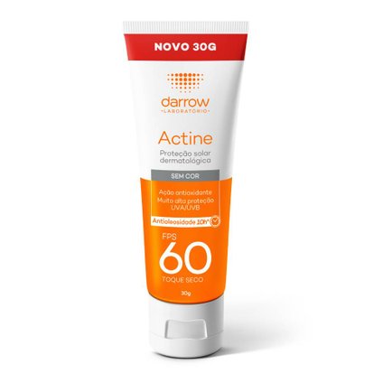 PROTETOR SOLAR FACIAL ACTINE SEM COR FPS60 30G
