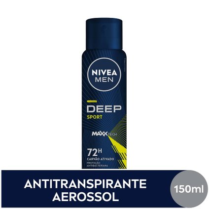 DESODORANTE ANTITRANSPIRANTE AEROSOL NIVEA MEN DEEP SPORT CARVÃO ATIVADO 150ML