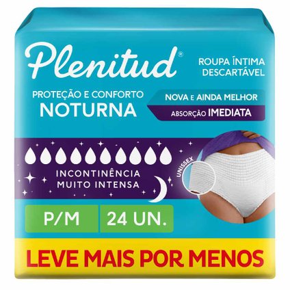 ROUPA ÍNTIMA PLENITUD NOTURNA P/M 24 UNIDADES