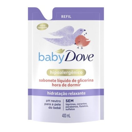 SABONETE LÍQUIDO DE GLICERINA HIDRATAÇÃO RELAXANTE BABY DOVE HORA DE DORMIR REFIL 400ML