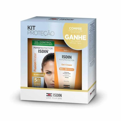KIT ISDIN PROTETOR SOLAR FACIAL FUSION WATER FPS60 50ML + GEL CREAM FPS50 100ML