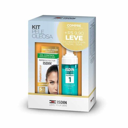 KIT ISDIN PROTETOR SOLAR FACIAL FUSION WATER FPS60 50ML + ESPUMA FACIAL ACNIBEN 150ML