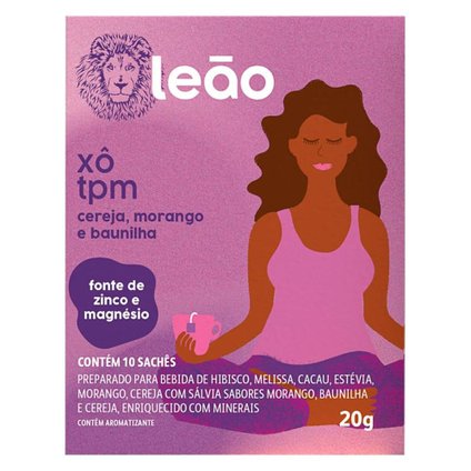 CHÁ LEÃO FASES XÔ TPM CEREJA + MORANGO + BAUNILHA 20G 10 UNIDADES