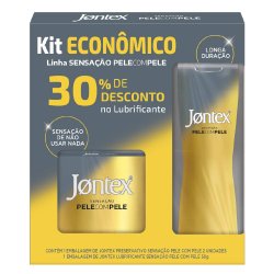 Kit Jontex Sensação Pele Com Pele Preservativo Com 2 Unidades + Lubrificante 50g