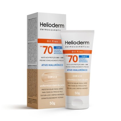 PROTETOR SOLAR FACIAL HELIODERM FPS70 COR 2.0 50G