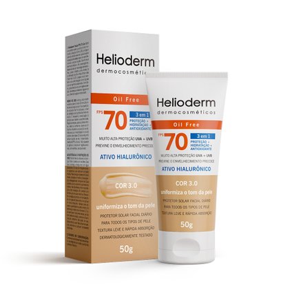 PROTETOR SOLAR FACIAL HELIODERM FPS70 COR 3.0 50G