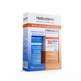 KIT HELIODERM PROTETOR SOLAR FACIAL FPS50 COR MÉDIA 50G + SABONETE LÍQUIDO 50ML