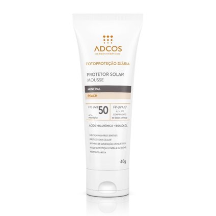 PROTETOR SOLAR FACIAL ADCOS MOUSSE PEACH FPS50 40G