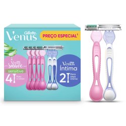 Kit Aparelho Depilatório Gillette Venus Sensitive 4 Unidades + Íntima 2 Unidades