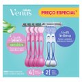 KIT APARELHO DEPILATÓRIO GILLETTE VENUS SENSITIVE 4 UNIDADES + ÍNTIMA 2 UNIDADES