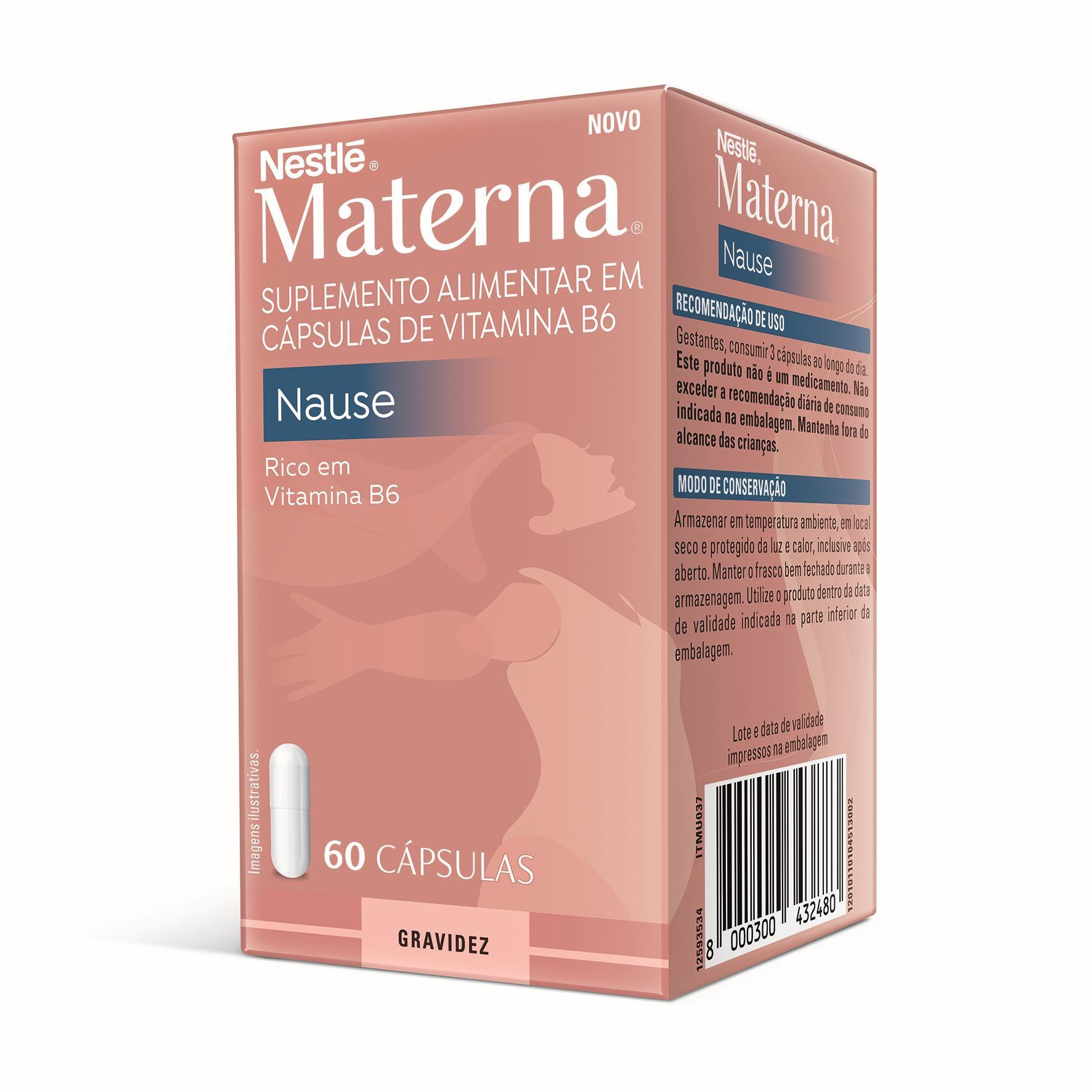 Suplemento Alimentar Vitamina B6 Nestlé Materna Nause 60 Cápsulas