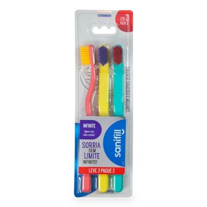 KIT ESCOVA DENTAL SANIFILL INFINITE LEVE 3 PAGUE 2 UNIDADES