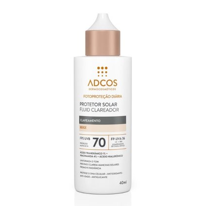 PROTETOR SOLAR FACIAL ADCOS FLUID CLAREADOR BEIGE FPS70 40ML