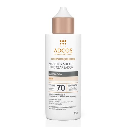 PROTETOR SOLAR FACIAL ADCOS FLUID CLAREADOR NUDE FPS70 40ML