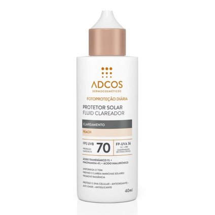 PROTETOR SOLAR FACIAL ADCOS FLUID CLAREADOR PEACH FPS70 40ML