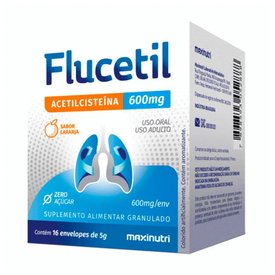 SUPLEMENTO ALIMENTAR FLUCETIL ACETILCISTEÍNA 600MG SABOR LARANJA 16 UNIDADES 5G CADA