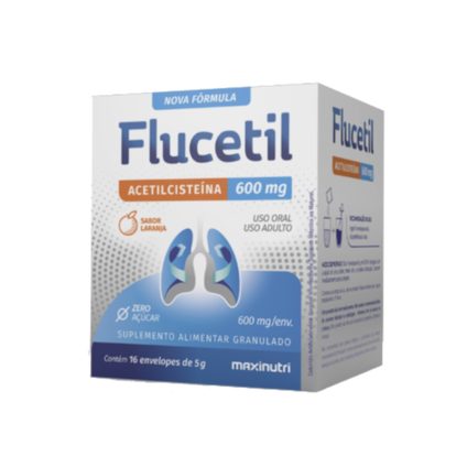FLUCETIL ACETILCISTEÍNA 600MG SABOR LARANJA 16 UNIDADES 5G CADA