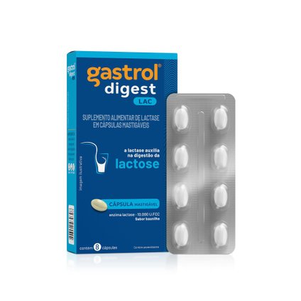 ENZIMA LACTASE GASTROL DIGEST LACTOSE 10.000U.FCC 8 CÁPSULAS MASTIGÁVEIS