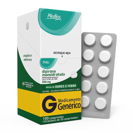 Dipirona Monoidratada 500Mg 10 Comprimidos Medley Genérico