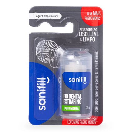 FIO DENTAL SANIFILL EXTRAFINO MENTA 125METROS