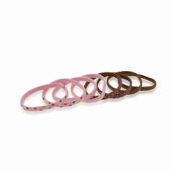 Elástico Para Cabelo Manu Marrom/rosa Com 8 Unidades