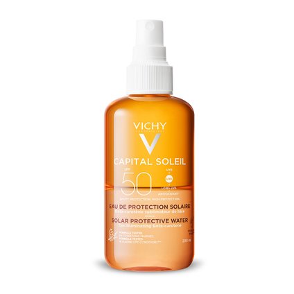 ÁGUA SOLAR PROTETORA CORPORAL ILUMINADORA VICHY CAPITAL SOLEIL FPS50 200ML