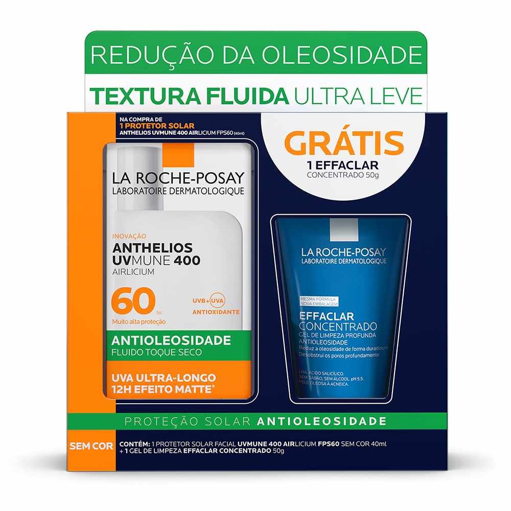 Kit La Roche-posay Facial Protetor Solar Anthelios Sem Cor Fps60 40ml + Gel De Limpeza Effaclar 50g