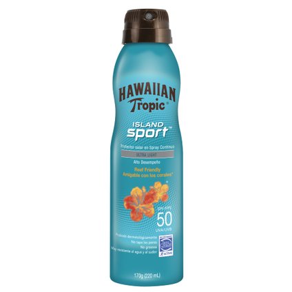 PROTETOR SOLAR CORPORAL AEROSOL HAWAIIAN TROPIC ISLAND SPORT SPRAY FPS50 170G