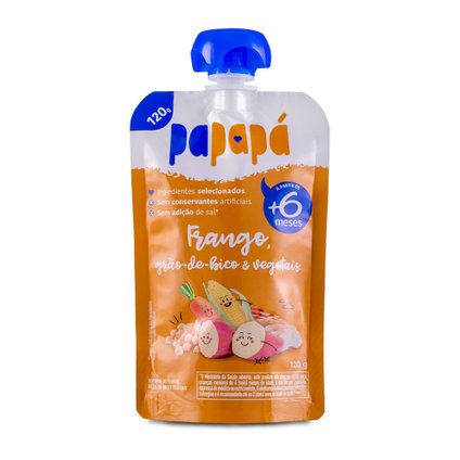 PAPINHA ORGÂNICA PAPAPÁ FRANGO, GRÃO-DE-BICO E VEGETAIS 120G