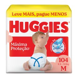 Fralda Huggies Máxima Proteção M Max 104 Unidades