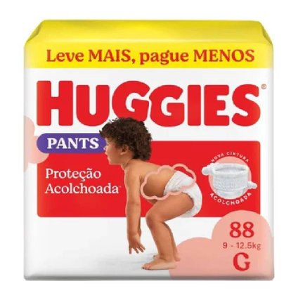 FRALDA HUGGIES PROTEÇÃO ACOLCHOADA PANTS MAX G 88 UNIDADES
