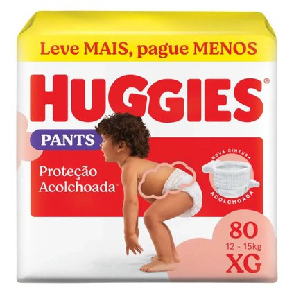 FRALDA HUGGIES PROTEÇÃO ACOLCHOADA MAX XG 80 UNIDADES