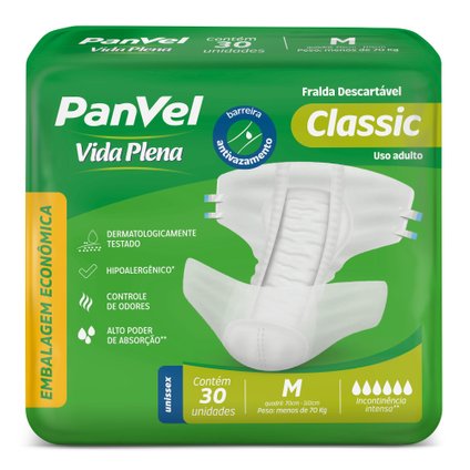 FRALDA ADULTO PANVEL VIDA PLENA CLASSIC M 30 UNIDADES