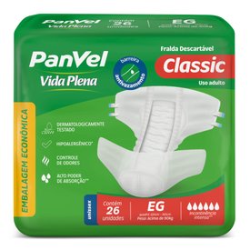 FRALDA ADULTO PANVEL VIDA PLENA CLASSIC EG 26 UNIDADES