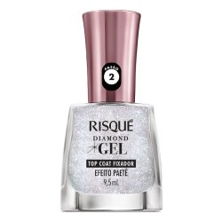 Esmalte Top Coat Risqué Diamond Gel Efeito Paetê 9,5ml
