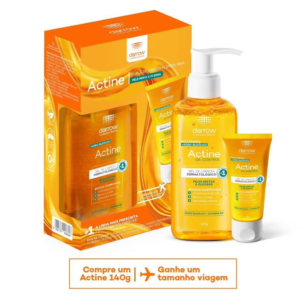 Kit Gel De Limpeza Facial Darrow Actine Oil Control 140g + 40g