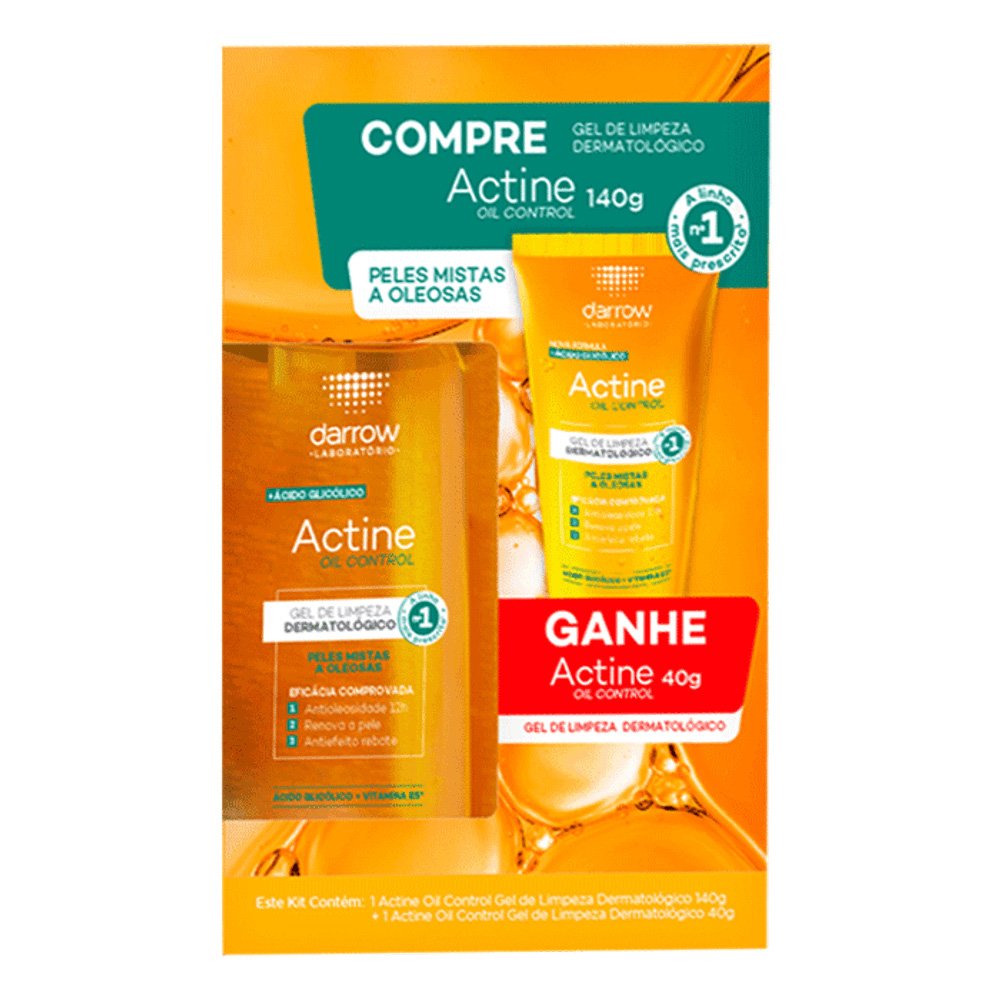 Kit Gel De Limpeza Facial Darrow Actine Oil Control 140g + 40g