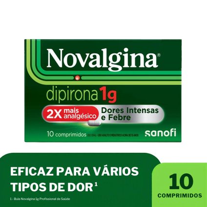 ANALGÉSICO E ANTITÉRMICO NOVALGINA DIPIRONA 1G 10 COMPRIMIDOS