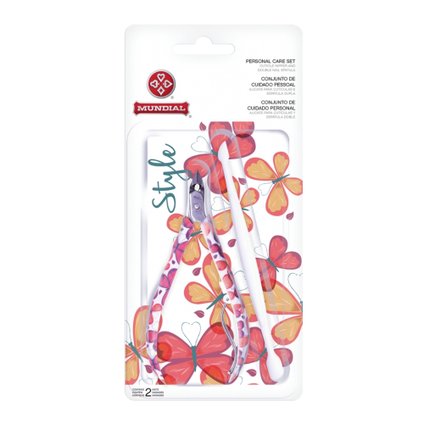 KIT MUNDIAL BORBOLETA ALICATE DE CUTÍCULA + ESPÁTULA DUPLA