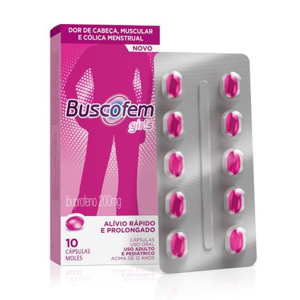 ANALGÉSICO BUSCOFEM GIRLS 200MG 10 CÁPSULAS
