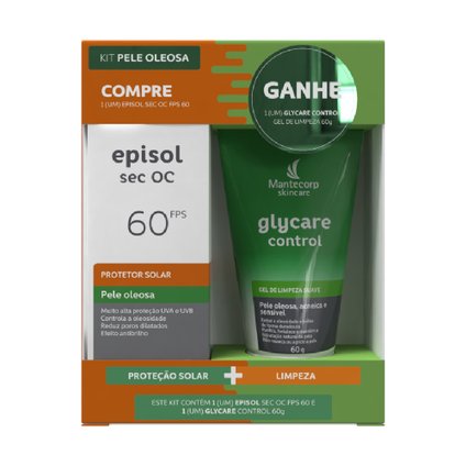 KIT EPISOL FACIAL PROTETOR SOLAR SEC OC FPS60 60ML + GEL DE LIMPEZA GLYCARE CONTROL 60G 