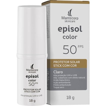 PROTETOR SOLAR FACIAL EPISOL COLOR STICK CLARO FPS50 18G