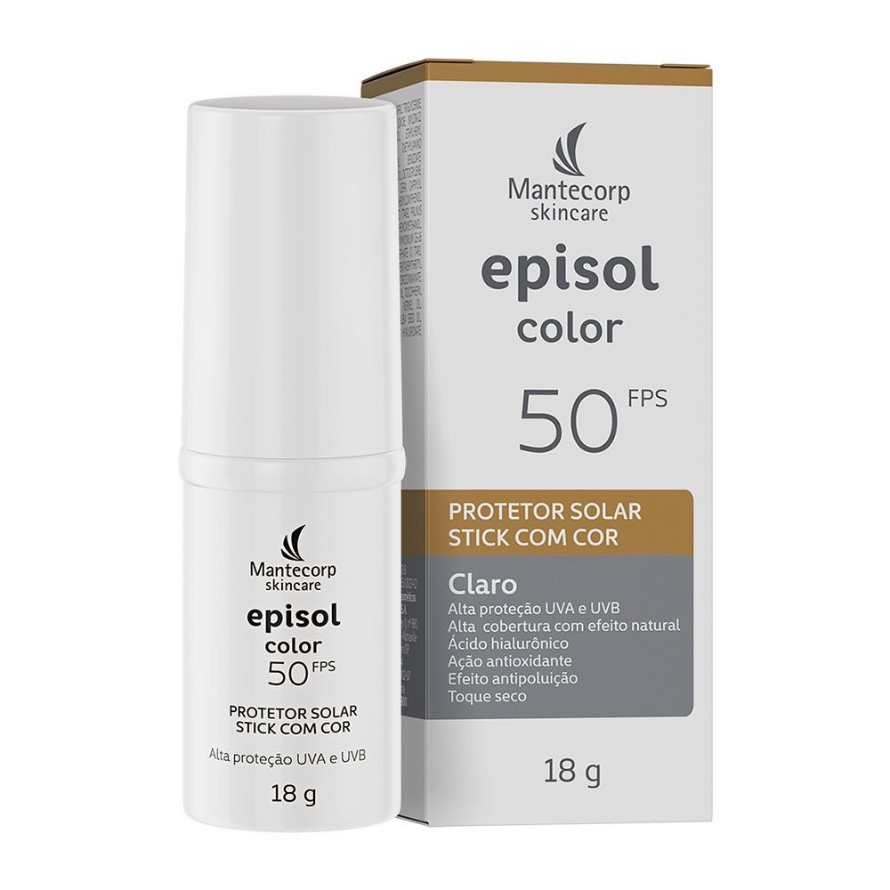 Protetor Solar Facial Episol Color Stick Claro Fps50 18g