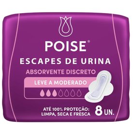 ABSORVENTE PARA ESCAPES DE URINA POISE DISCRETO MODERADO 8 UNIDADES