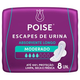 ABSORVENTE PARA ESCAPES DE URINA POISE LONGO MODERADO 8 UNIDADES